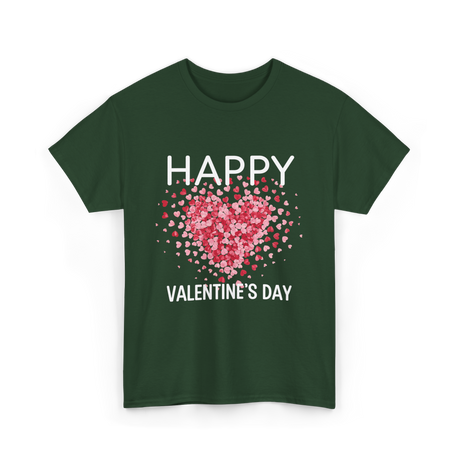 Happy Valentine's Day Heart Love T-Shirt - Forest Green