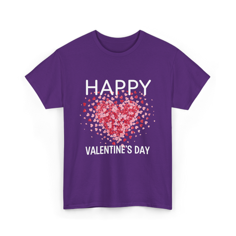 Happy Valentine's Day Heart Love T-Shirt - Purple