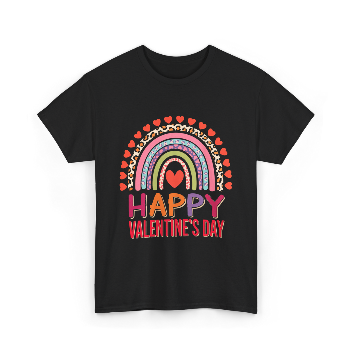 Happy Valentine's Day Rainbow T-Shirt - Black