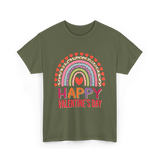 Happy Valentine's Day Rainbow T-Shirt - Military Green