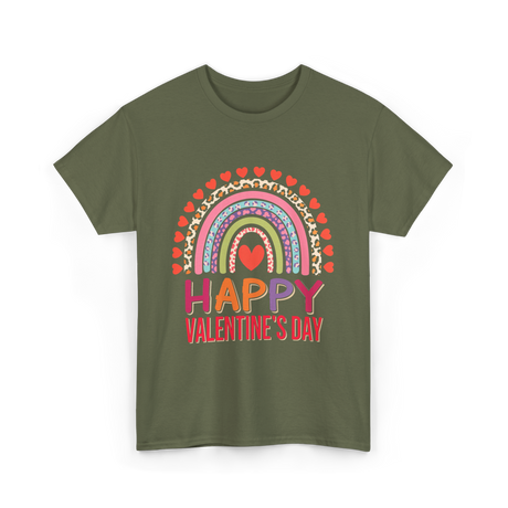 Happy Valentine's Day Rainbow T-Shirt - Military Green