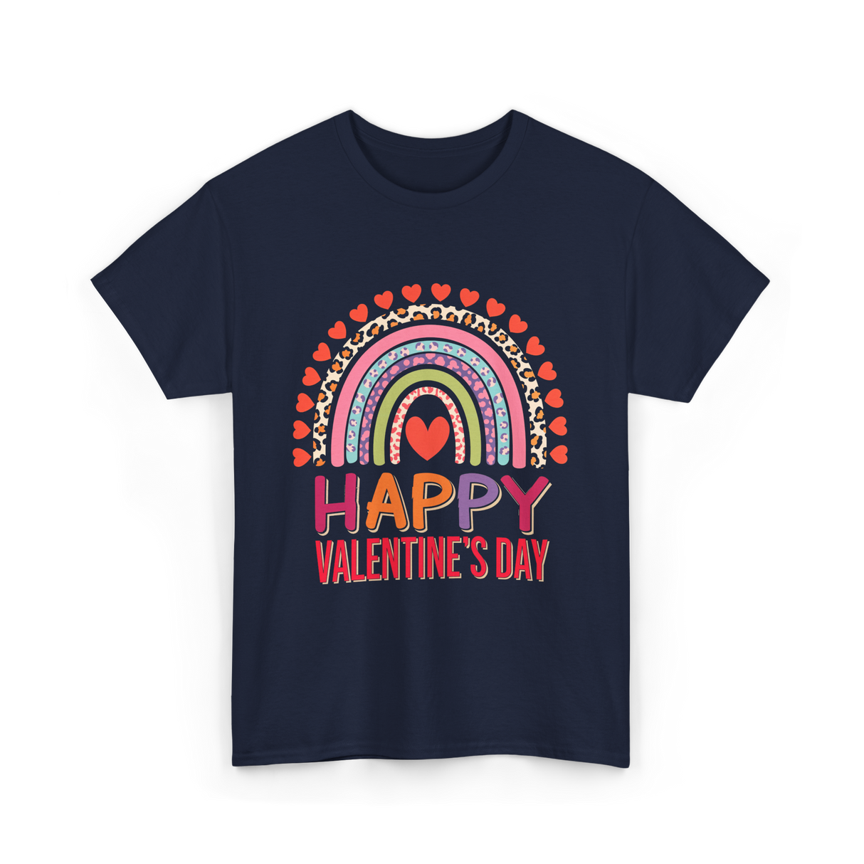 Happy Valentine's Day Rainbow T-Shirt - Navy