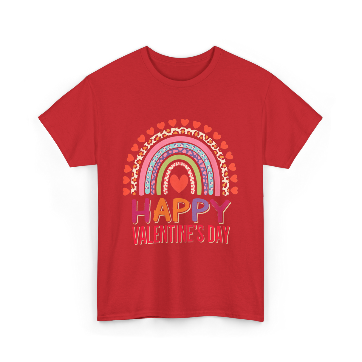 Happy Valentine's Day Rainbow T-Shirt - Red