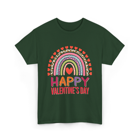 Happy Valentine's Day Rainbow T-Shirt - Forest Green