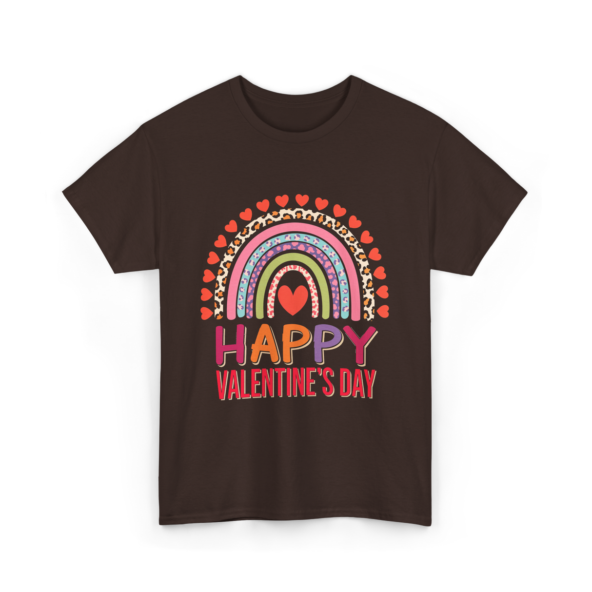 Happy Valentine's Day Rainbow T-Shirt - Dark Chocolate