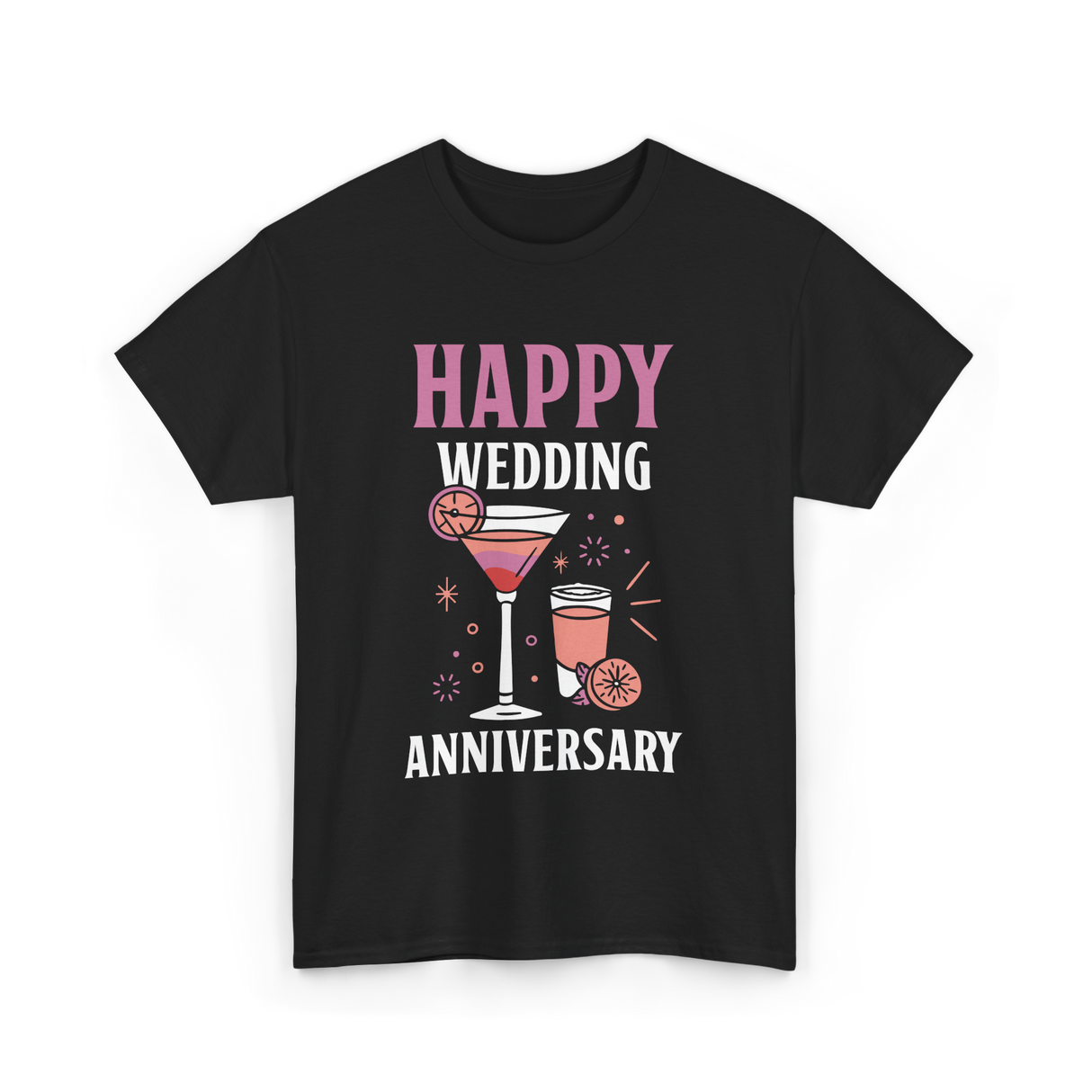 Happy Wedding Anniversary Celebration T-Shirt - Black