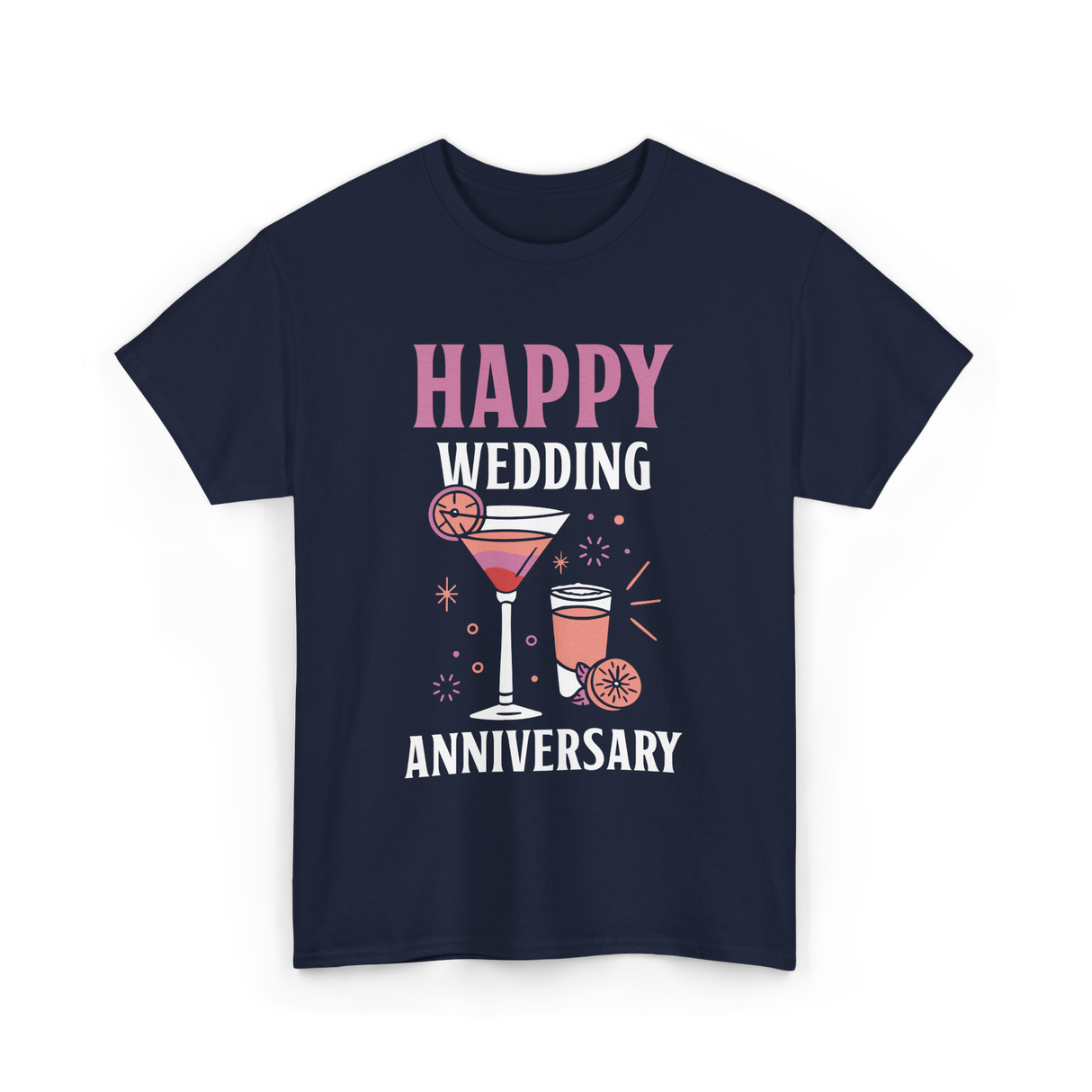 Happy Wedding Anniversary Celebration T-Shirt - Navy