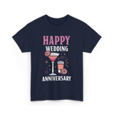 Happy Wedding Anniversary Celebration T-Shirt - Navy