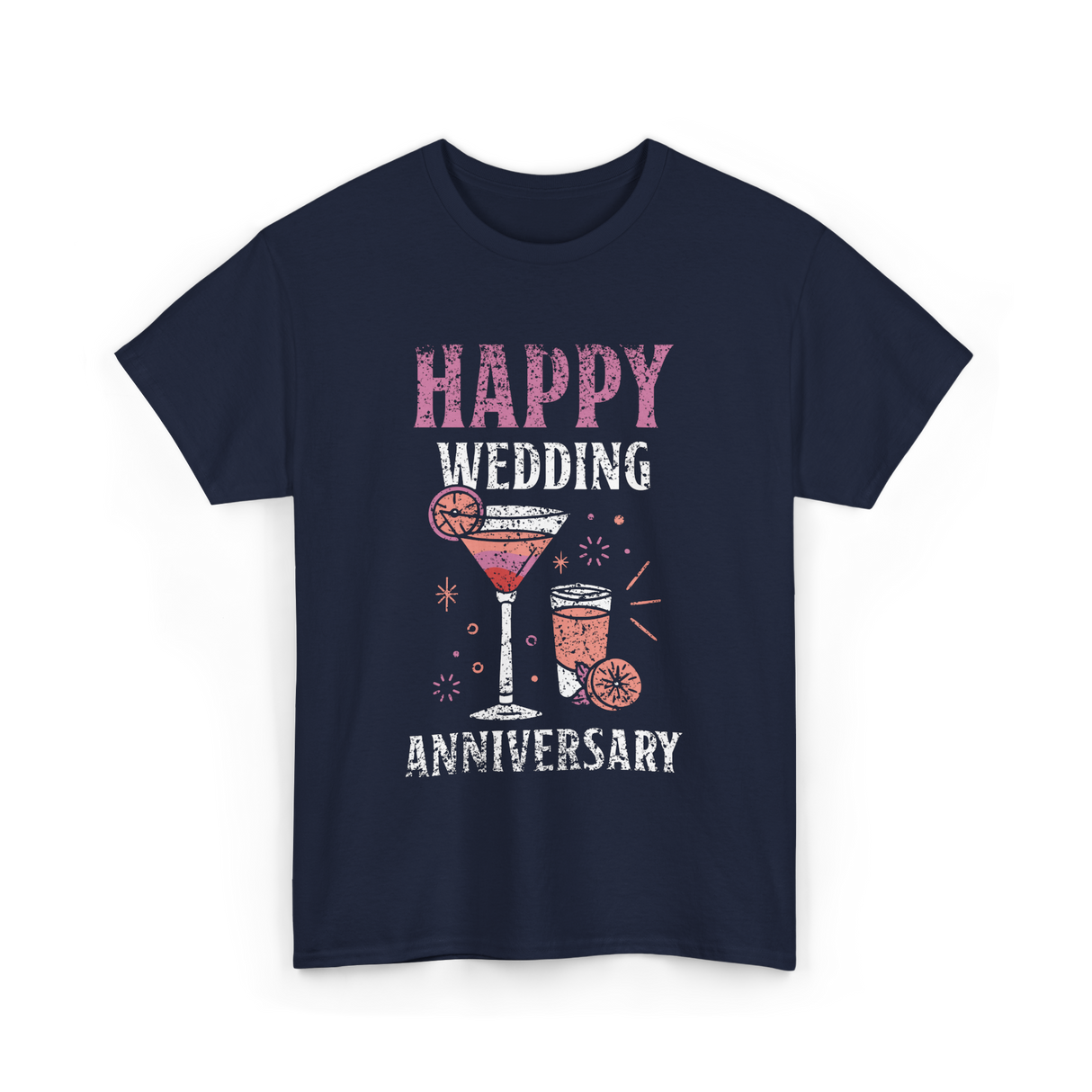 Happy Wedding Anniversary Celebration T-Shirt - Navy