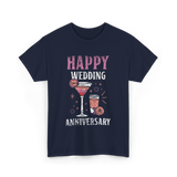 Happy Wedding Anniversary Celebration T-Shirt - Navy