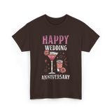 Happy Wedding Anniversary Celebration T-Shirt - Dark Chocolate