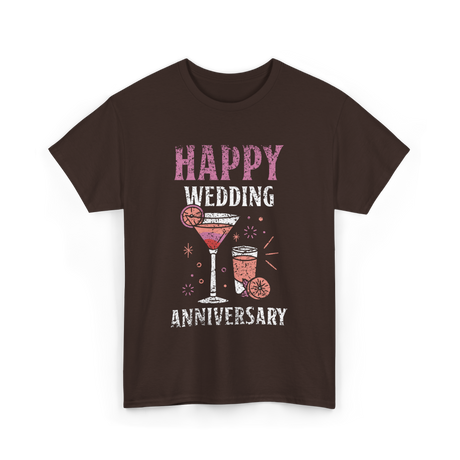 Happy Wedding Anniversary Celebration T-Shirt - Dark Chocolate