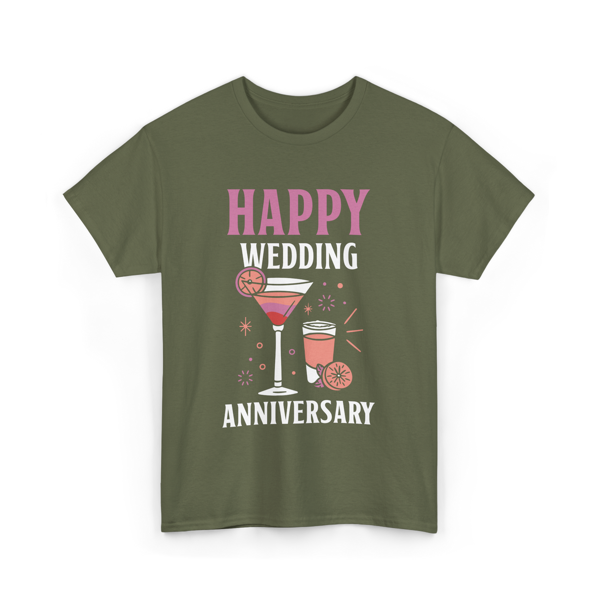 Happy Wedding Anniversary Celebration T-Shirt - Military Green