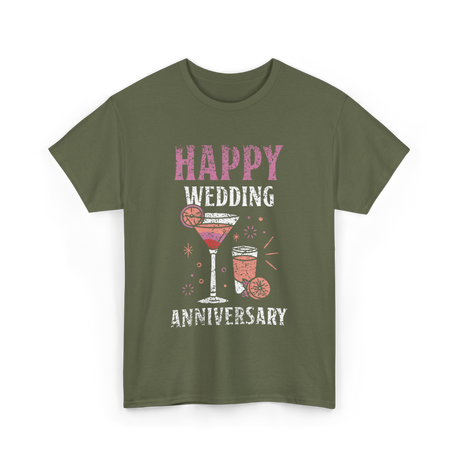 Happy Wedding Anniversary Celebration T-Shirt - Military Green