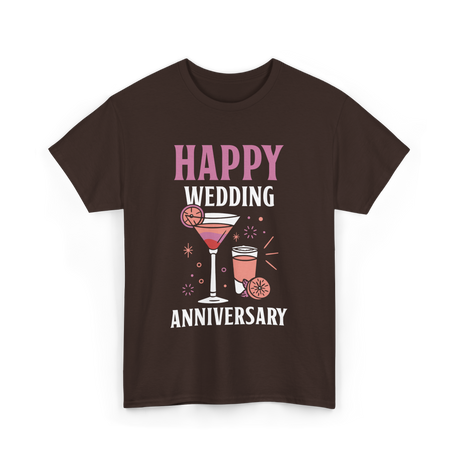 Happy Wedding Anniversary Celebration T-Shirt - Dark Chocolate