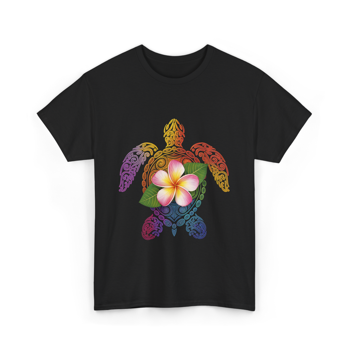 Hawaiian Turtle Floral T-Shirt - Black