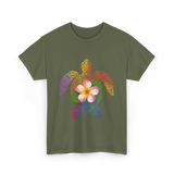 Hawaiian Turtle Floral T-Shirt - Military Green