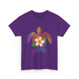 Hawaiian Turtle Floral T-Shirt - Purple