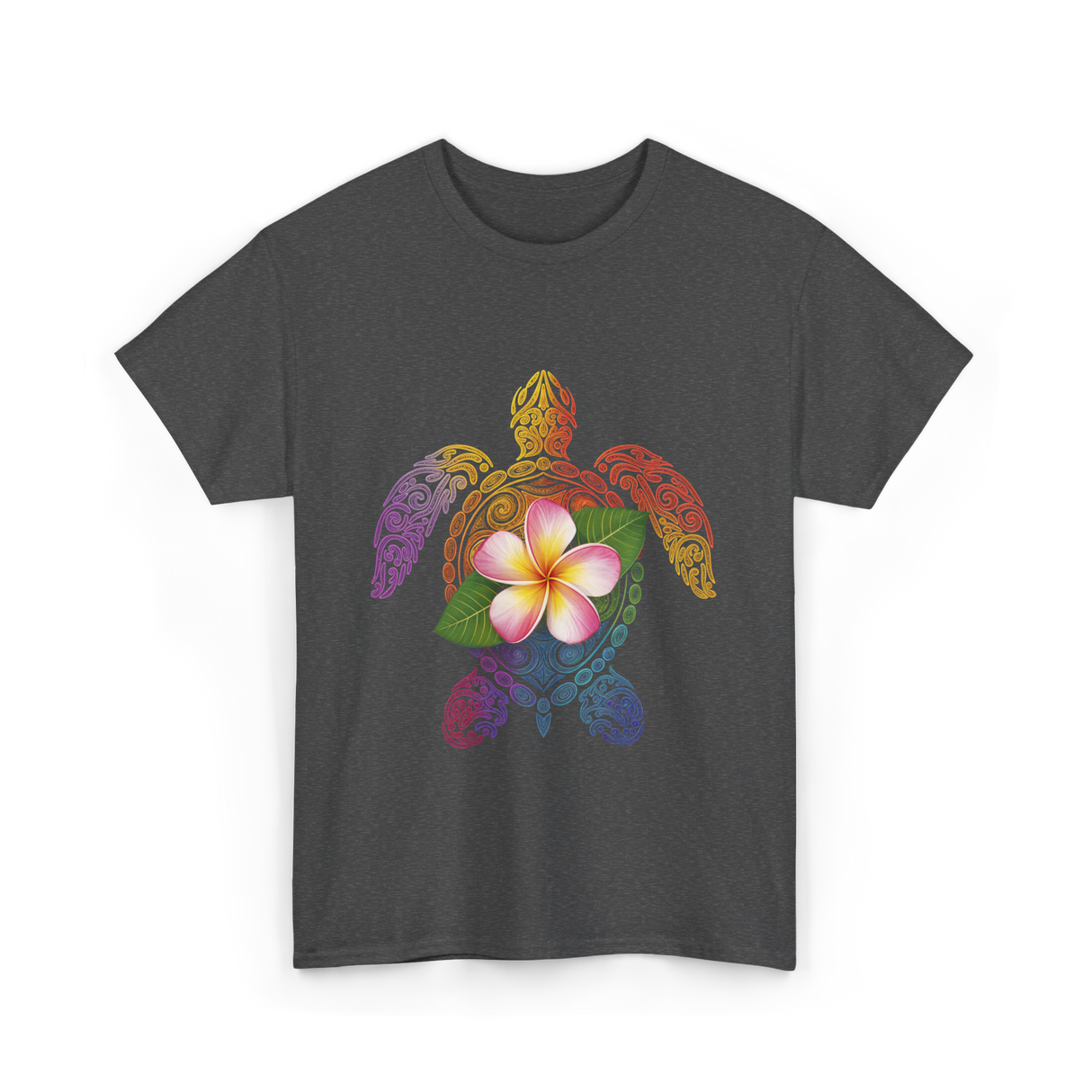 Hawaiian Turtle Floral T-Shirt - Dark Heather