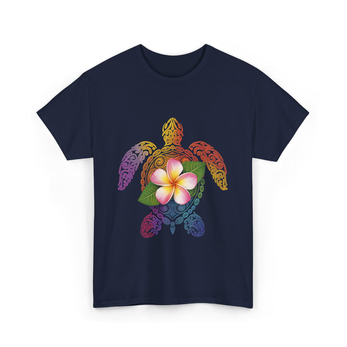 Hawaiian Turtle Floral T-Shirt - Navy