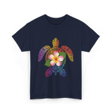 Hawaiian Turtle Floral T-Shirt - Navy