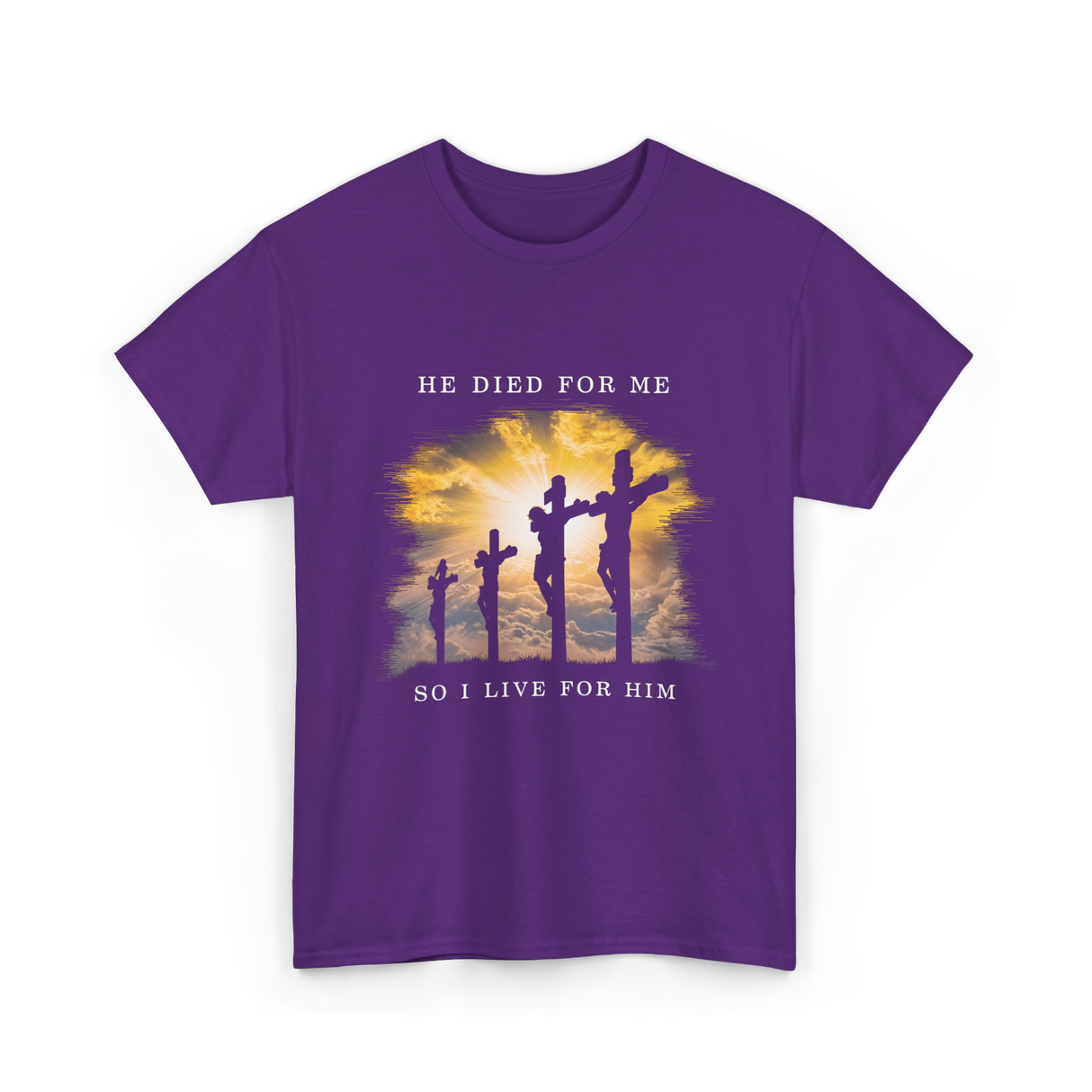 He Died Christian Faith T-Shirt - Purple