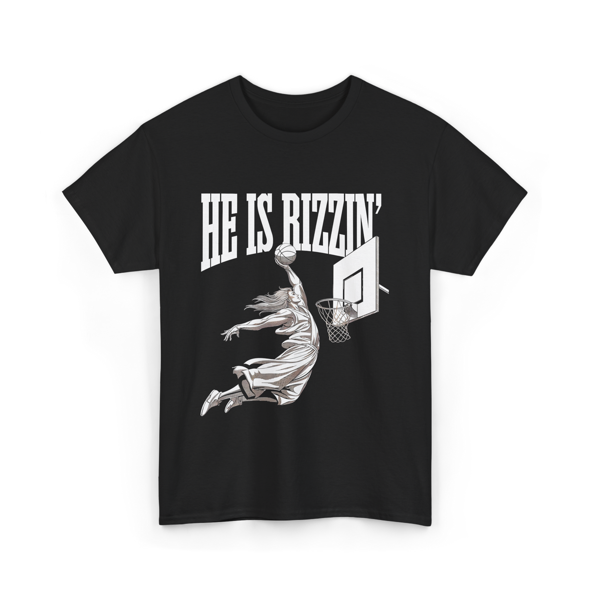 He Is Rizzin Basketball Dunk T-Shirt - Black