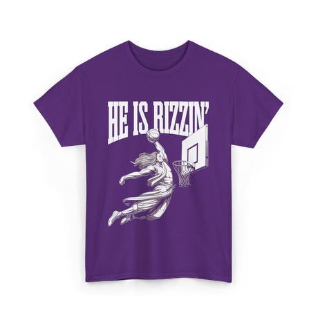 He Is Rizzin Basketball Jesus T-Shirt - Purple