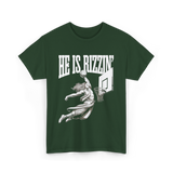 He Is Rizzin Basketball Jesus T-Shirt - Forest Green