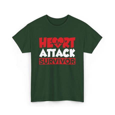 Heart Attack Survivor Cardiac Health T-Shirt - Forest Green