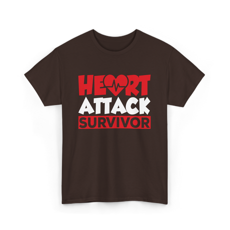 Heart Attack Survivor Cardiac Health T-Shirt - Dark Chocolate