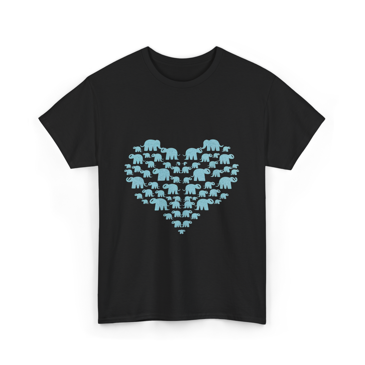 Heart Elephants Wildlife Love T-Shirt - Black