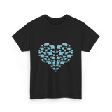 Heart Elephants Wildlife Love T-Shirt - Black