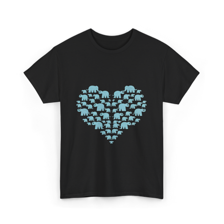 Heart Elephants Wildlife Love T-Shirt - Black