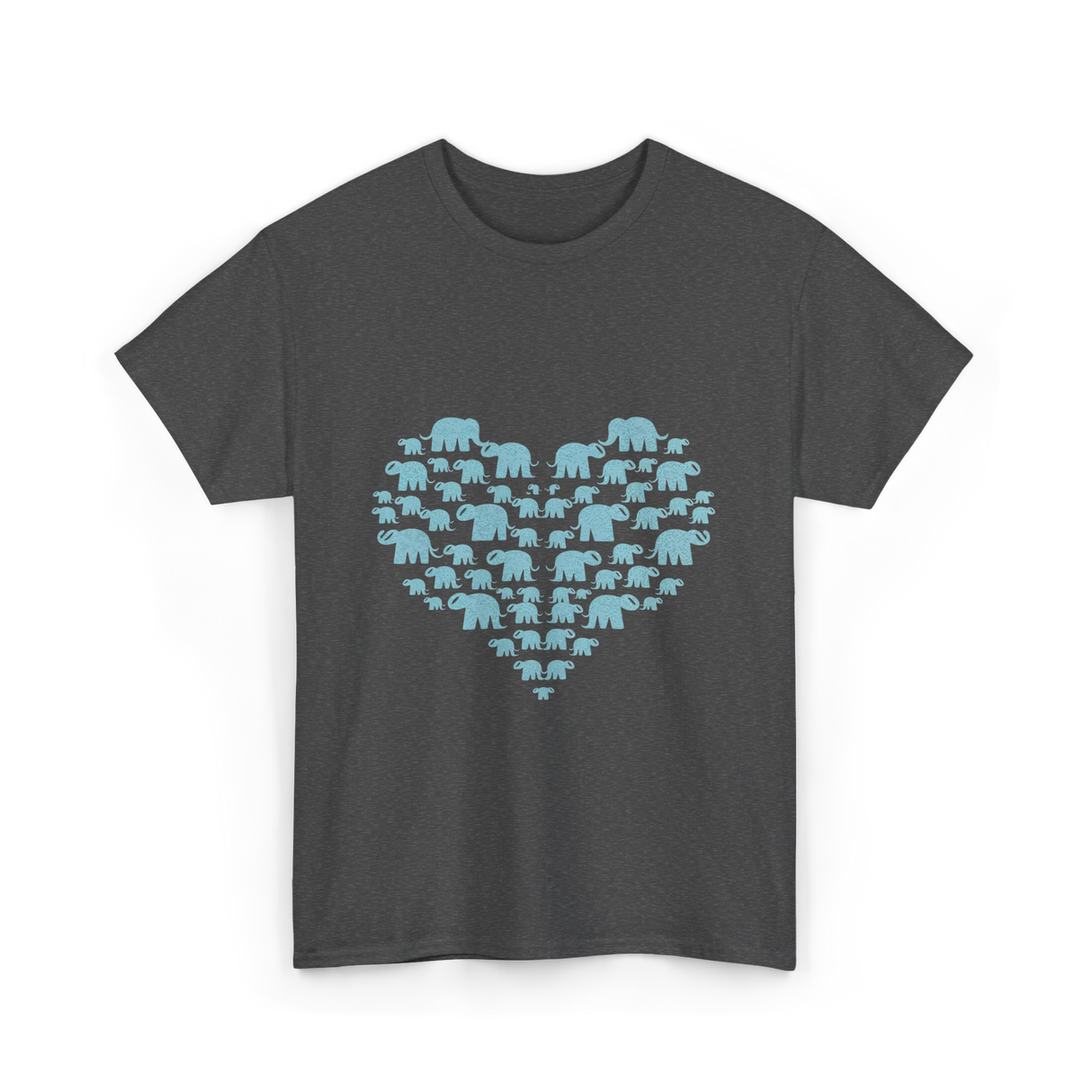 Heart Elephants Wildlife Love T-Shirt - Dark Heather