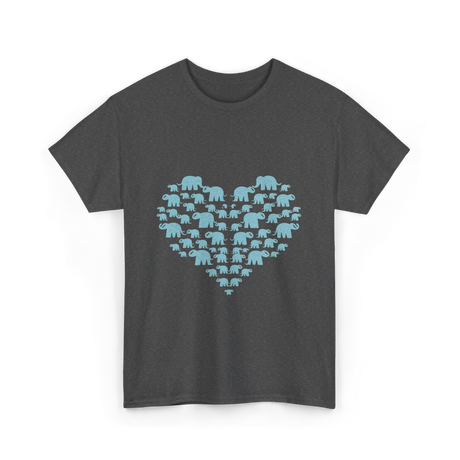 Heart Elephants Wildlife Love T-Shirt - Dark Heather