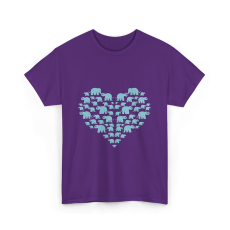 Heart Elephants Wildlife Love T-Shirt - Purple