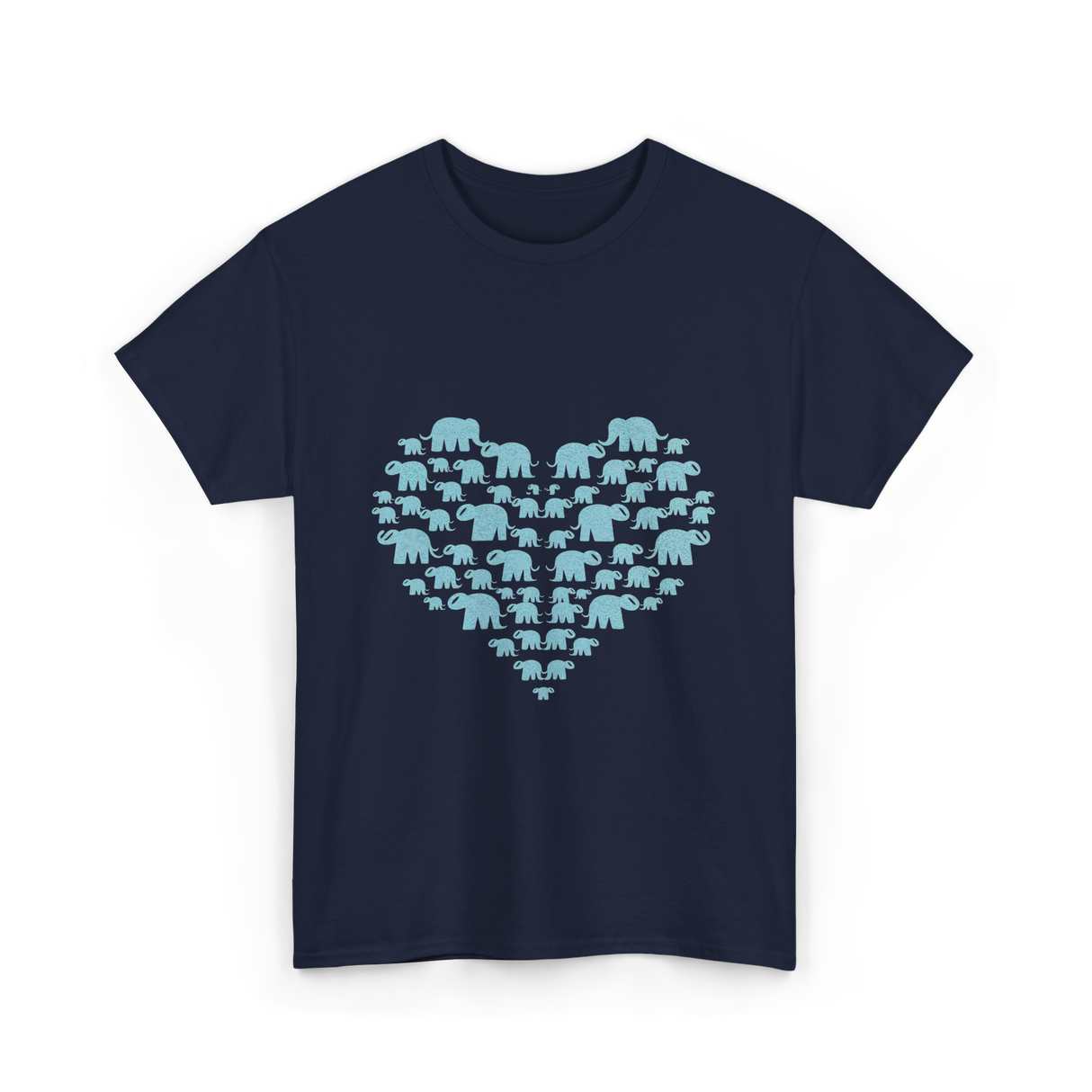 Heart Elephants Wildlife Love T-Shirt - Navy