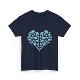 Heart Elephants Wildlife Love T-Shirt - Navy