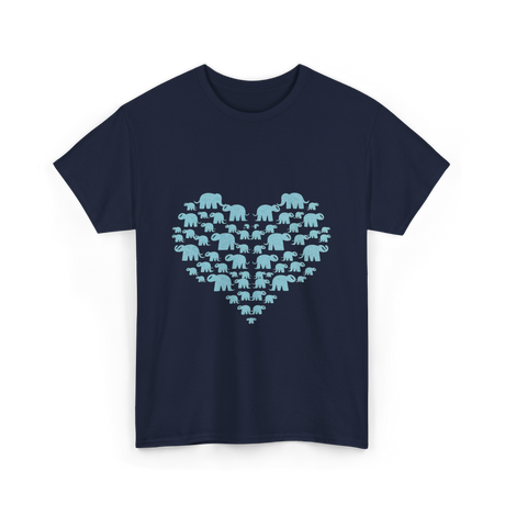 Heart Elephants Wildlife Love T-Shirt - Navy