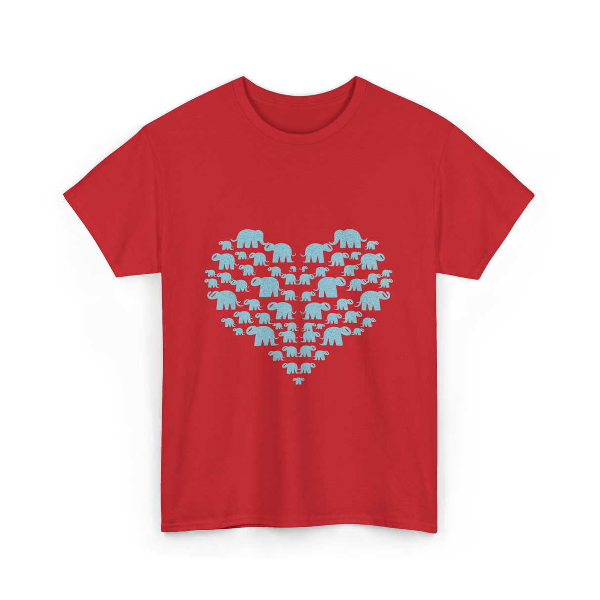 Heart Elephants Wildlife Love T-Shirt - Red