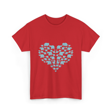 Heart Elephants Wildlife Love T-Shirt - Red