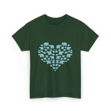 Heart Elephants Wildlife Love T-Shirt - Forest Green