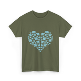 Heart Elephants Wildlife Love T-Shirt - Military Green