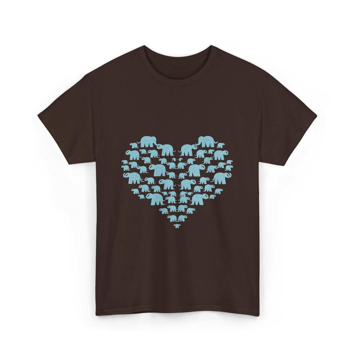 Heart Elephants Wildlife Love T-Shirt - Dark Chocolate