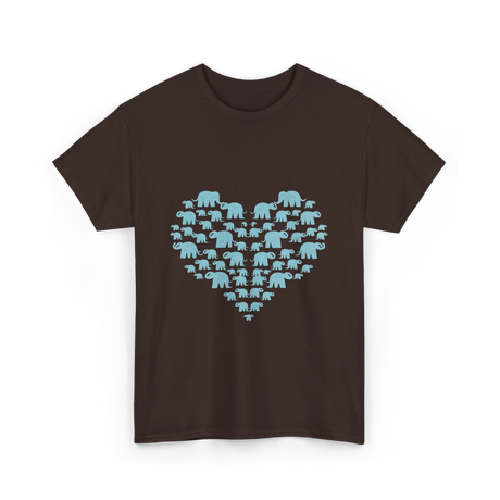 Heart Elephants Wildlife Love T-Shirt - Dark Chocolate