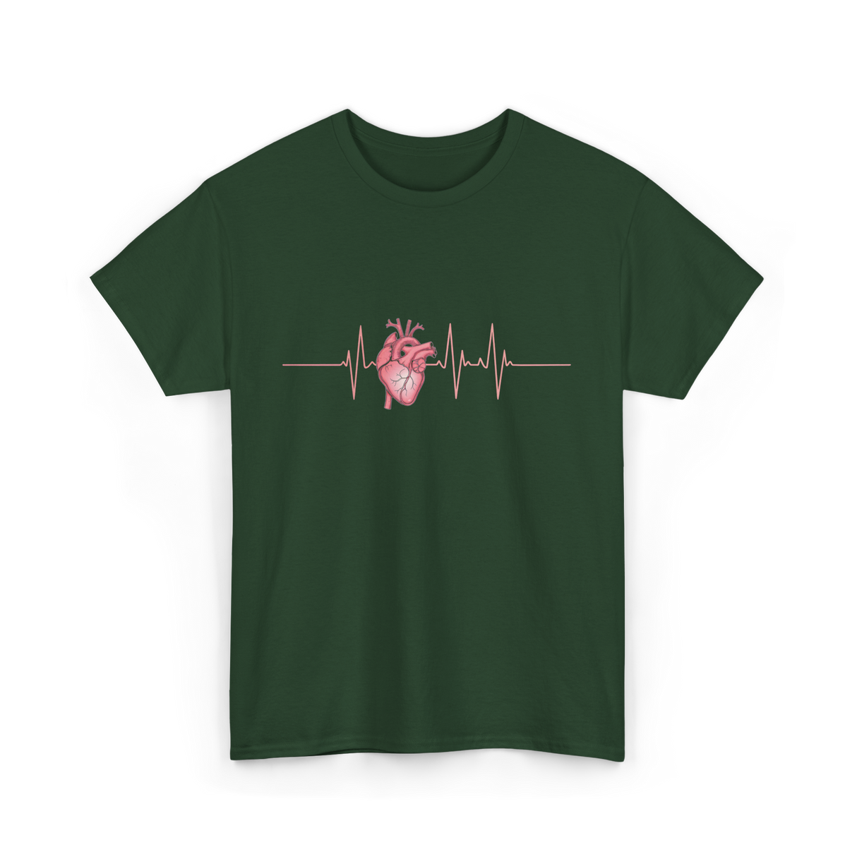 Heart Heart Cardiologist T-Shirt - Forest Green