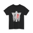 Heart Inside Rib Cage Halloween T-Shirt - Black