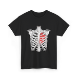 Heart Inside Rib Cage Halloween T-Shirt - Black