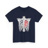 Heart Inside Rib Cage Halloween T-Shirt - Navy